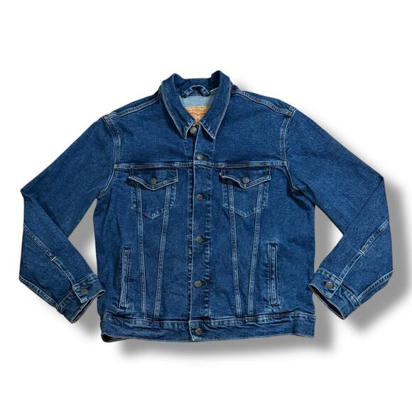 Levi’s Denim Jacket Mens Medium Wash Stretch Trucker Cowboy Size L - Picture 1 of 9
